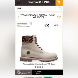 Safari Womens Timberland boots! Size 7.5 only worn once.